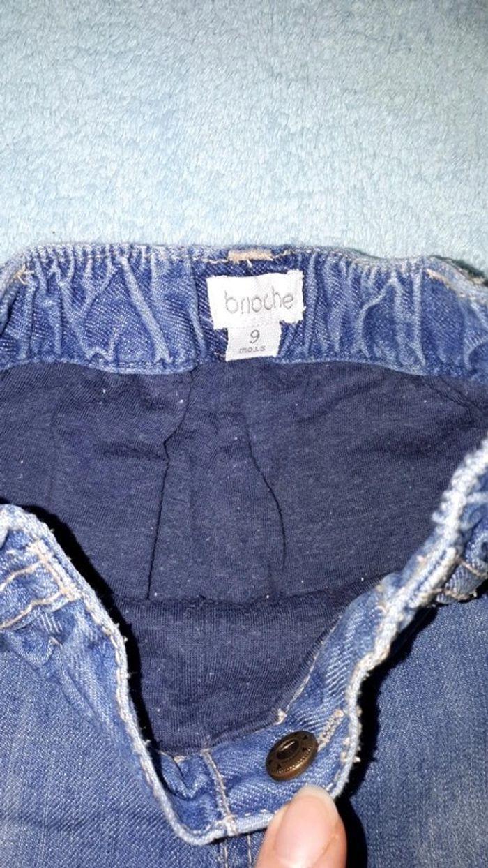 Jean bleu doublé en coton avec taille élastique 9 mois Brioche - photo numéro 2