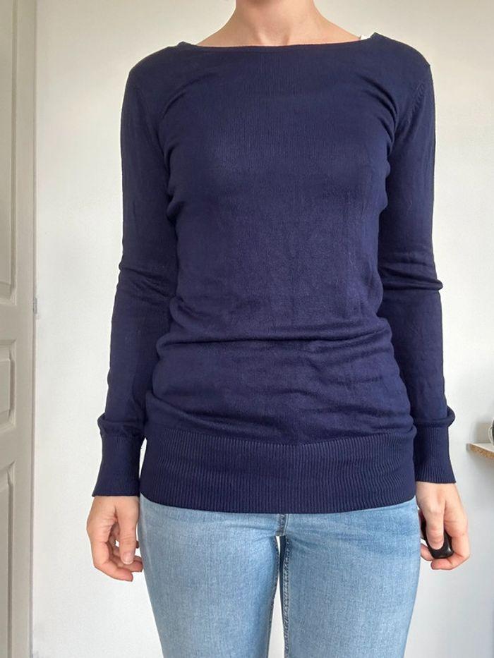 Pull hiver long bleu taille 38 💖 - photo numéro 1