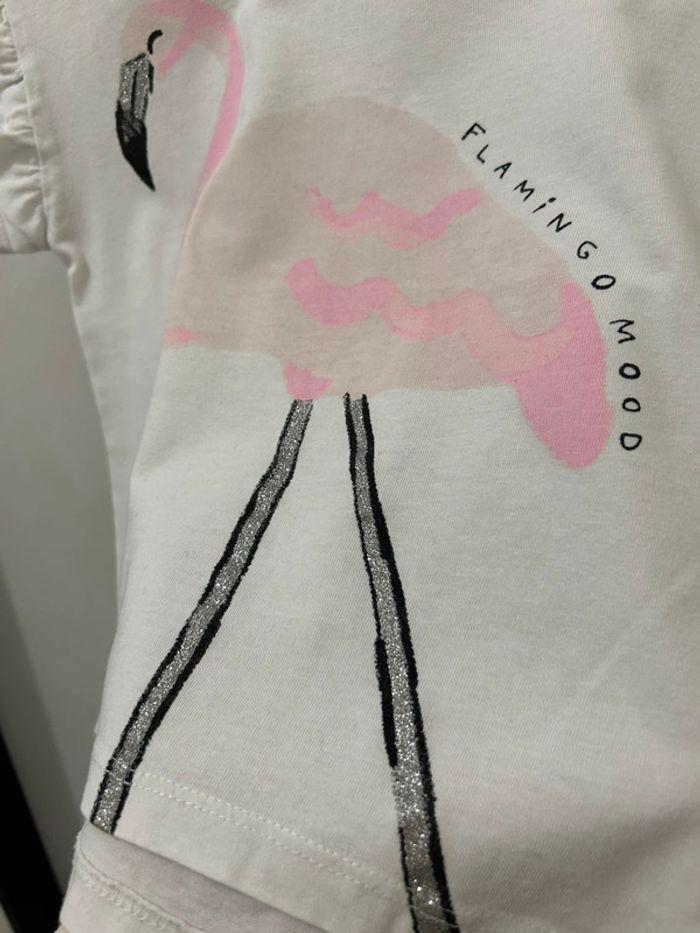 T-shirt blanc flamand rose Zara 92cm 18/24mois - photo numéro 3