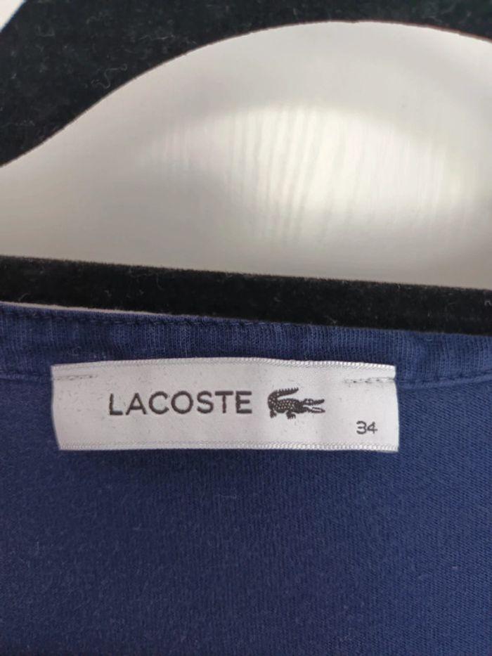 T-shirt col V bleu marine Lacoste femme taille 34 - photo numéro 2