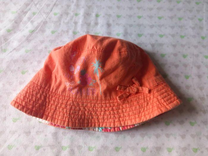 Chapeau Bob réversible orange fleurs - photo numéro 3