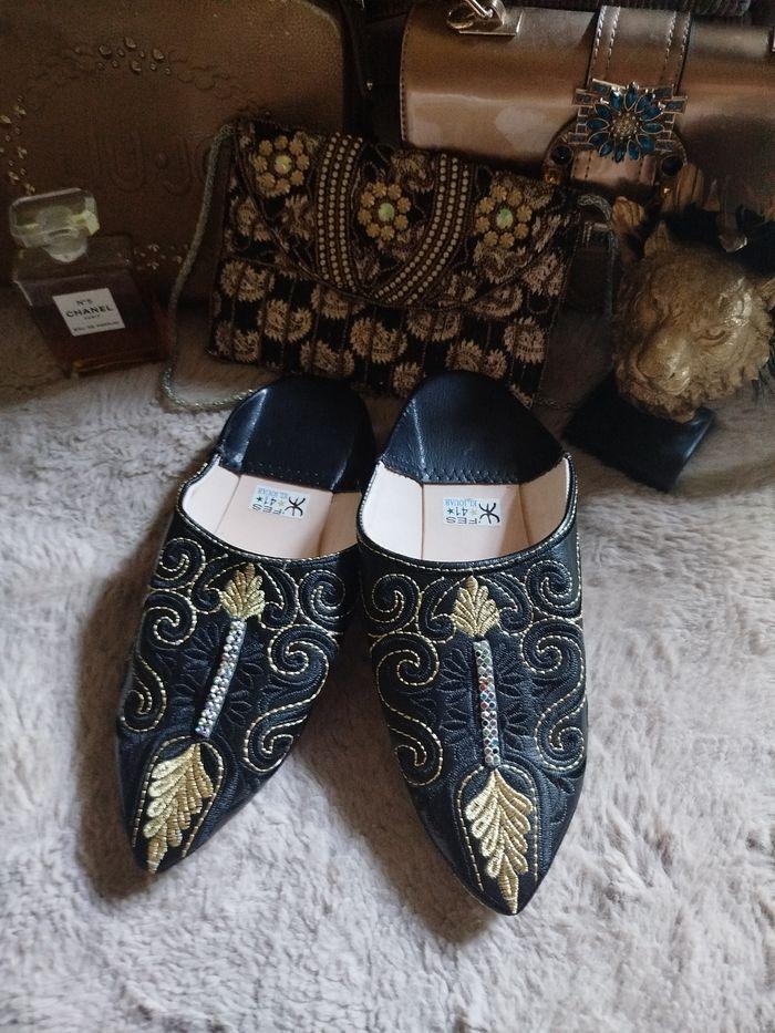 Mules babouches Cuir Artisanale neuves - photo numéro 7