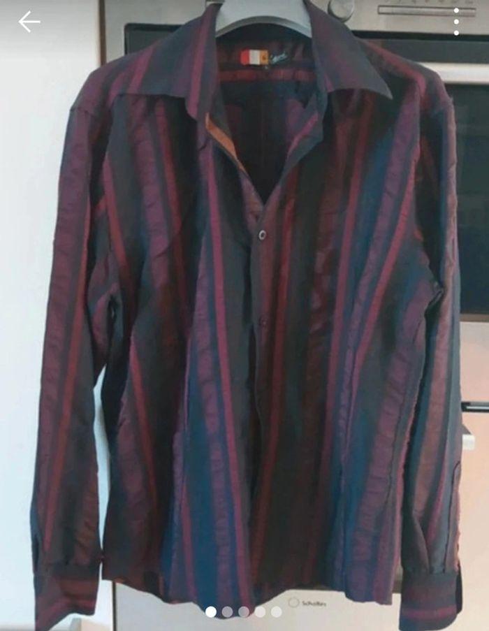 Chemise fluide  caporal rayé  noire bordeaux - photo numéro 3