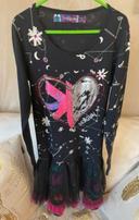 Magnifique robe desigual ML noir astronomie cœur gris rose TBE 11 12 ans