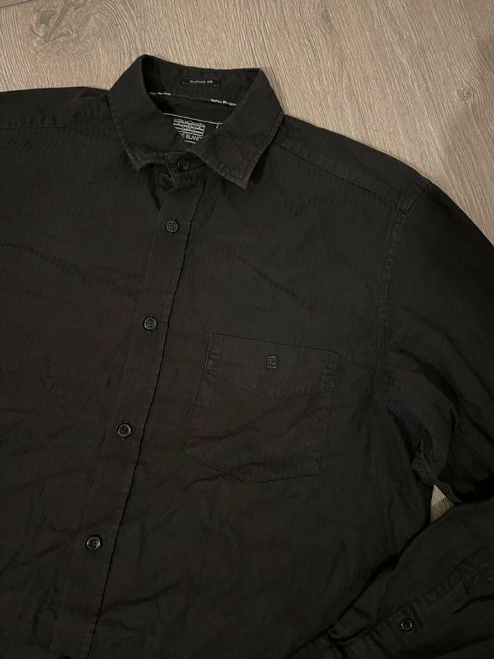 Chemise à manches longues noir rayure effet satiné Serge blanco taille L - photo numéro 2