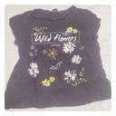 Tshirt manches courtes noire motif fleurs