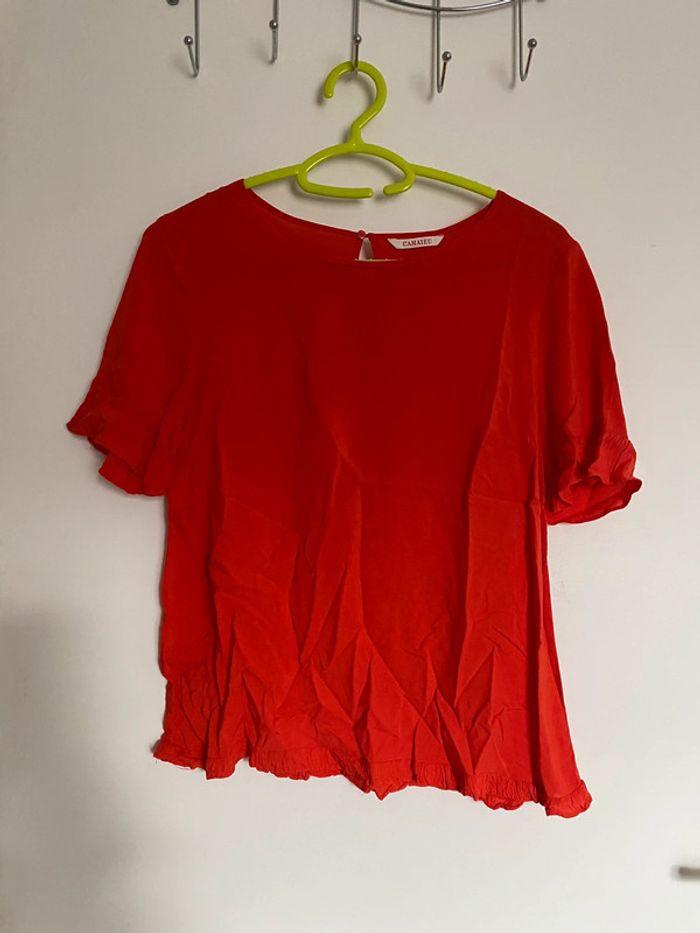 Blouse manches courtes rouge - photo numéro 1