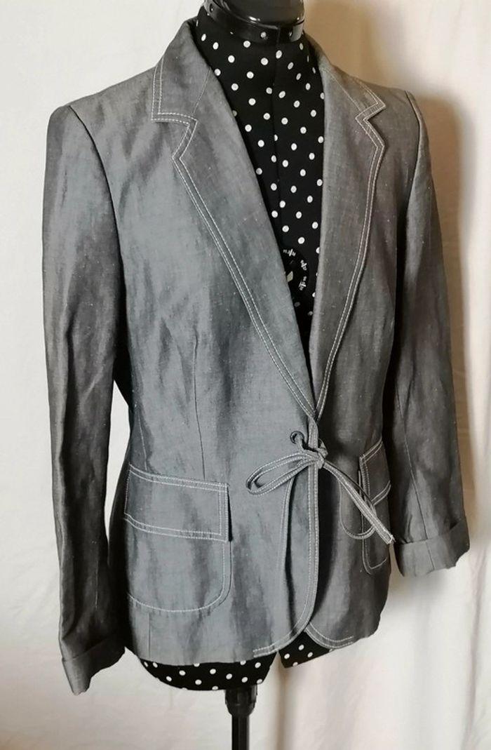 Veste / Blazer gris en lin taille 42 Rodier - photo numéro 8