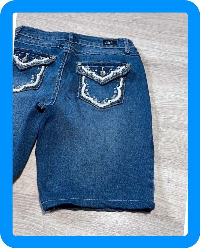 🩳 Short vintage brodé en jean Earl Jean Bleu Taille XS 🩳 - photo numéro 9