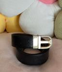 Ceinture Armand Thiery noire en cuir grainé avec boucle dorée pour homme