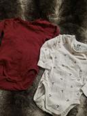 Lot 2 bodies 6 mois fille cerise H&M