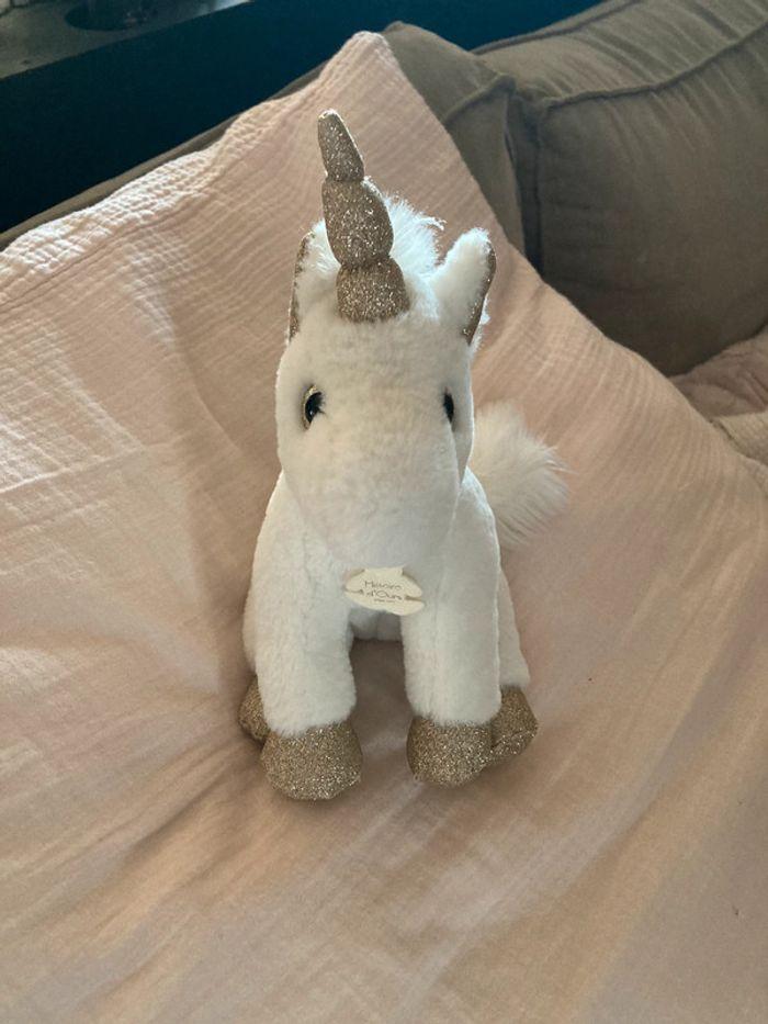 Histoire D’Ours peluche licorne blanche et dorée - photo numéro 7