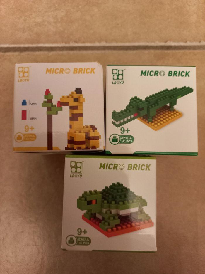 Lot 3 constructions micro bricks animaux girafe tortue crocodile