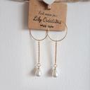 Boucles d'oreilles créoles hypoallergéniques dorées et perles "blanc nacré" LC225