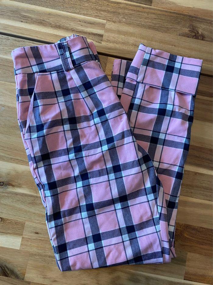 Pantalon tartan rose - taille S - photo numéro 2