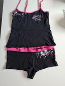 Joli pyjama short noir et rose