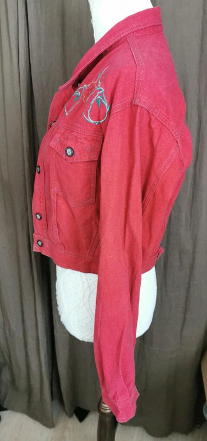 Veste blouson en jeans rouge vintage Alitor taille S 36 - photo numéro 2