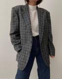 Oversized blazer effet carreaux 100% laine