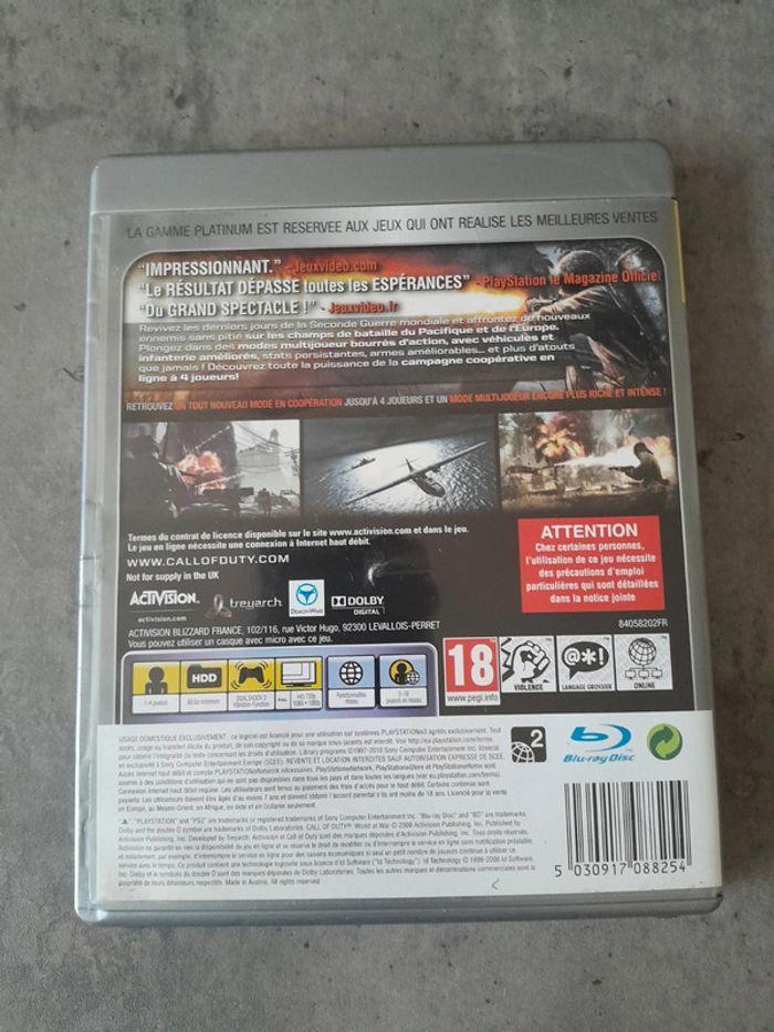 Call of Duty World of war platinum PS3 complet - photo numéro 2