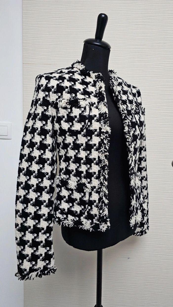 Veste tailleur blazer tweed noir blanc vintage Expensive - photo numéro 5