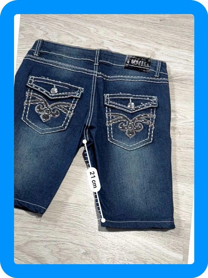 🩳 Short vintage brodé en jean Bleu Thrill Taille XS 🩳 - photo numéro 6