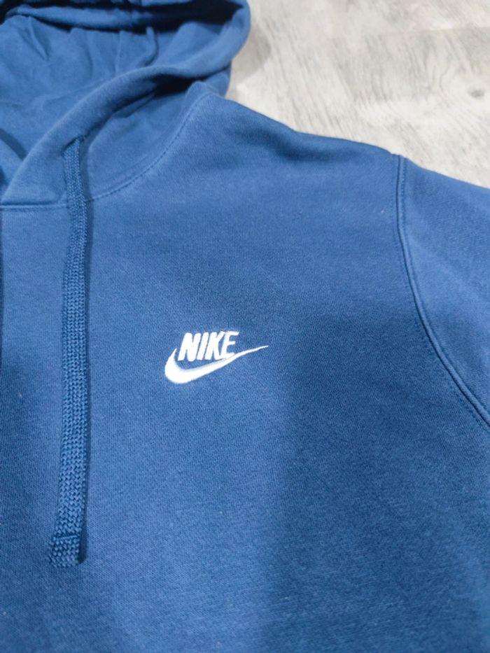 Sweat à Capuche Nike Bleu Marine Logo Brodé Blanc Taille XS Homme - photo numéro 3