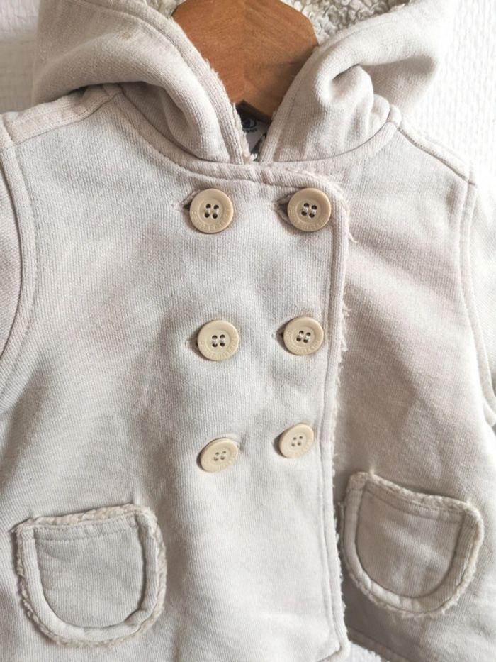 Manteau fourré beige, Petit Bateau, 12 mois - photo numéro 2