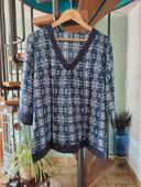 Blouse manche 3 quart large bleu fleurie 40