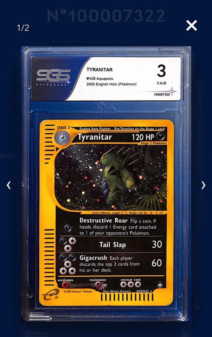 Tyranitar Holographique #H28 Aquapolis EN - photo numéro 1