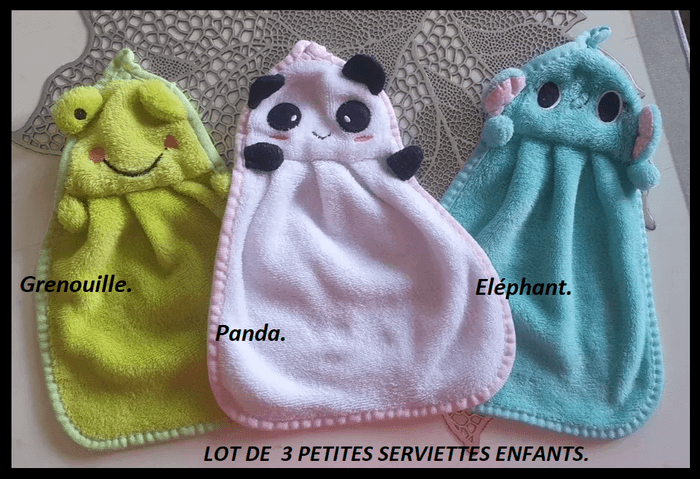 Lot de 3 serviettes à mains rigolotes pour enfants - photo numéro 1