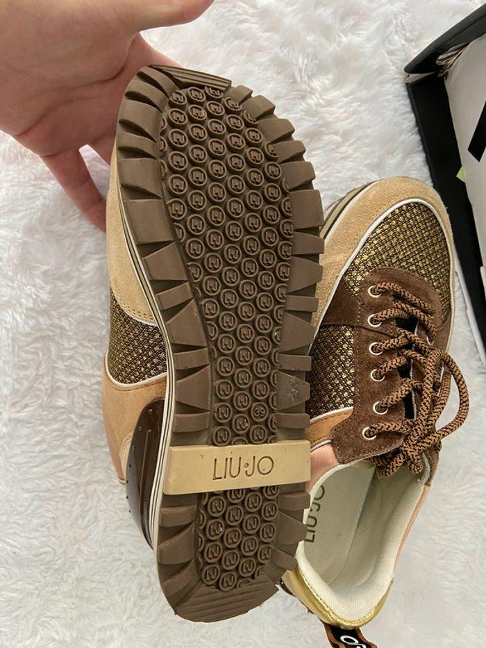 Baskets sneakers Liu Jo marron brun beige doré T 39 tres bon état - photo numéro 5