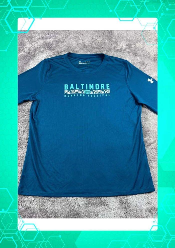 👕 T-shirt Manche Longue de sport Under Armour Baltimore Running Festival Bleu Marine Taille XL 👕 - photo numéro 7