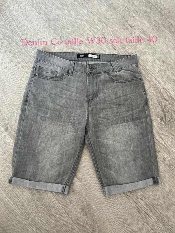 Bermuda short en jean noir gris effet délavé denim co taille W30 soit taille 40 - photo numéro 1