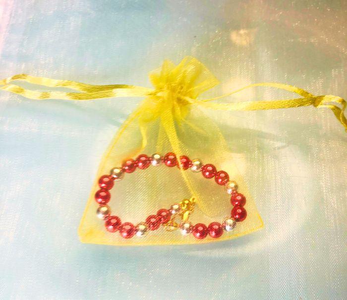 Bracelet avec perles 6mm – Rouge et Argent - photo numéro 4