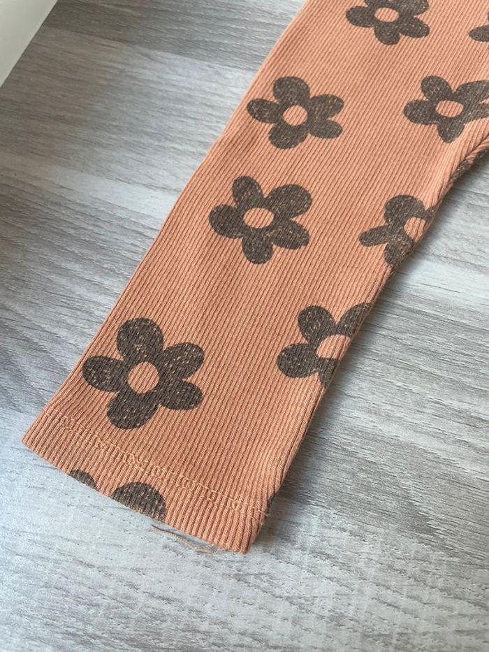 Legging marron/beige à fleurs noires zara bb 18-24 mois - photo numéro 6