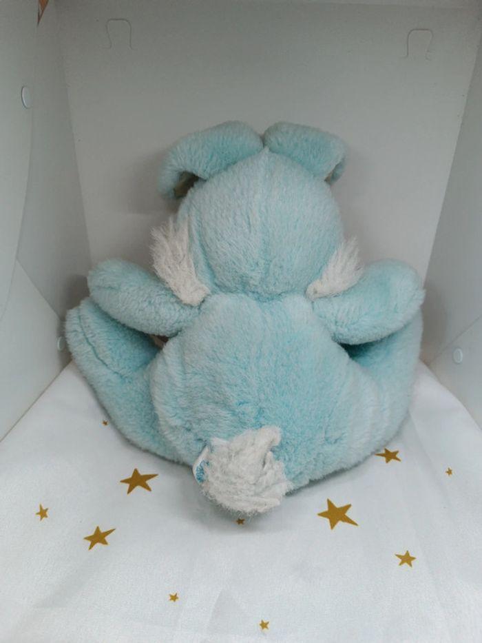 Peluche doudou Teddy lapin bunnies rabbit bleu blanc gipsy vintage satiné satin - photo numéro 7