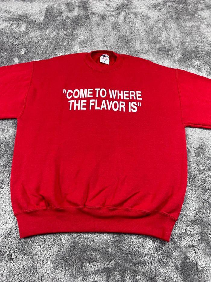 👕 Sweat University Rare Vintage y2k 90s 2000s Come To Where The Flavor Is Rouge Taille XL 👕 - photo numéro 8