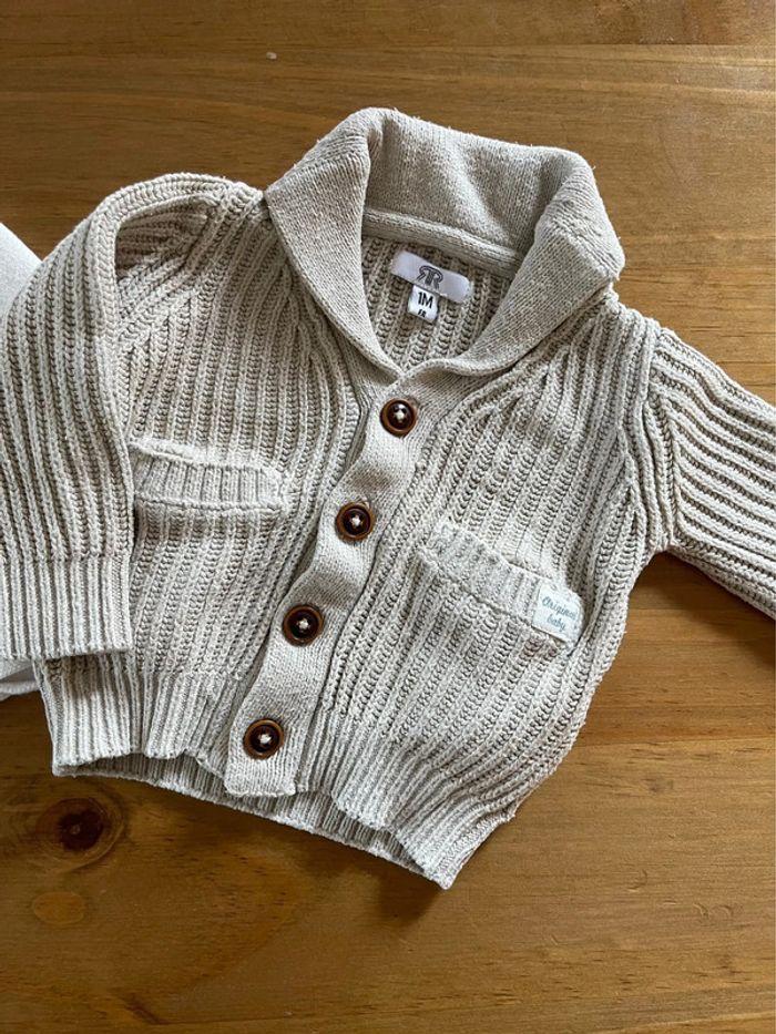 Lot de 2 pulls/gilet bébé 0-1 mois La Redoute et Bout Chou - photo numéro 3