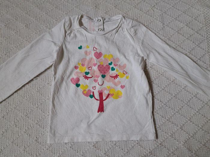 T-shirt manches longues blanc motifs arbre et coeurs colorésIn Extenso fille 3 ans - photo numéro 2