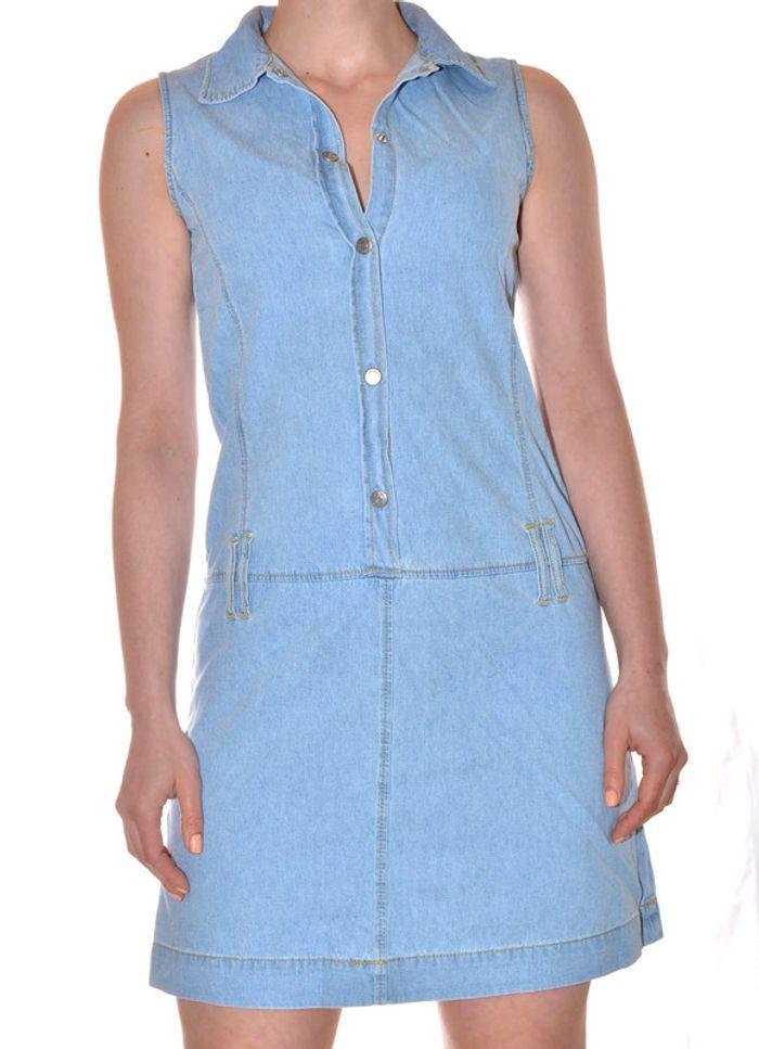 robe midi bleu clair uni sans manches col V jeans en coton taille 16 ans / 36 - photo numéro 1