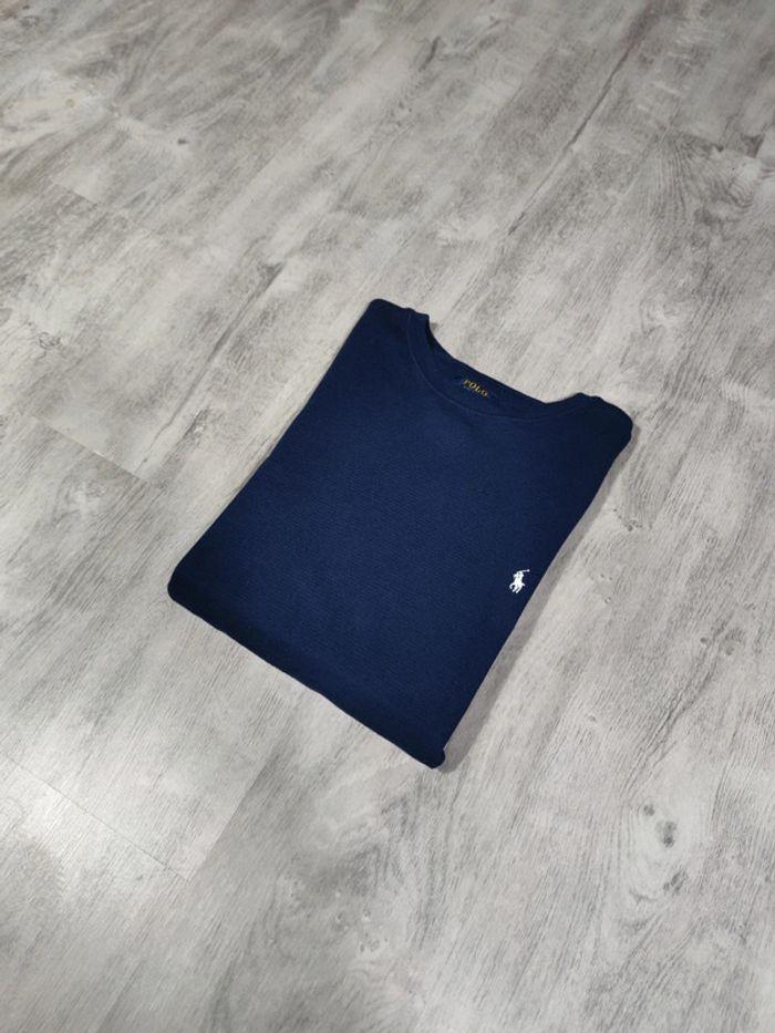 Pull Ralph Lauren Nid D'abeilles Bleu Marine Logo Brodé Blanc Taille XL Homme - photo numéro 2