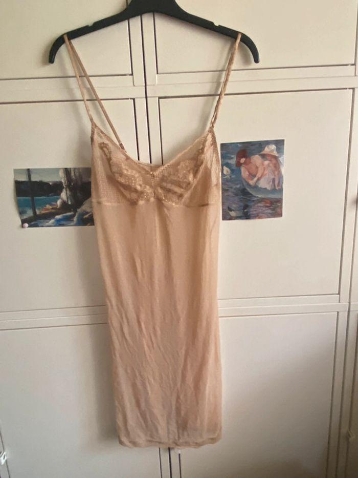 Lejaby nuisette combinette taille 2 résille et dentelle beige rosé - photo numéro 1