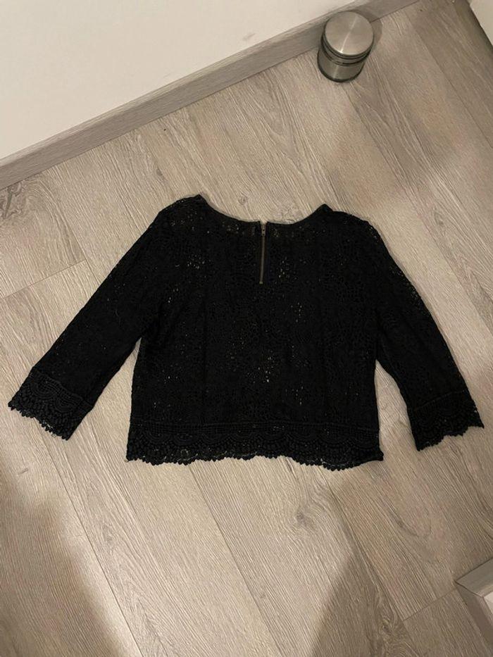 Blouse courte en dentelle crochet noir manches 3/4 pimkie taille 38 - photo numéro 5