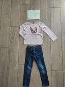 Ensemble fille 4 ans jeans et t-shirt manches longues chiens