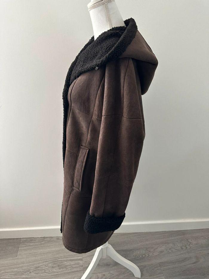 Manteau long peau lainée marron Christ T36 S - photo numéro 4