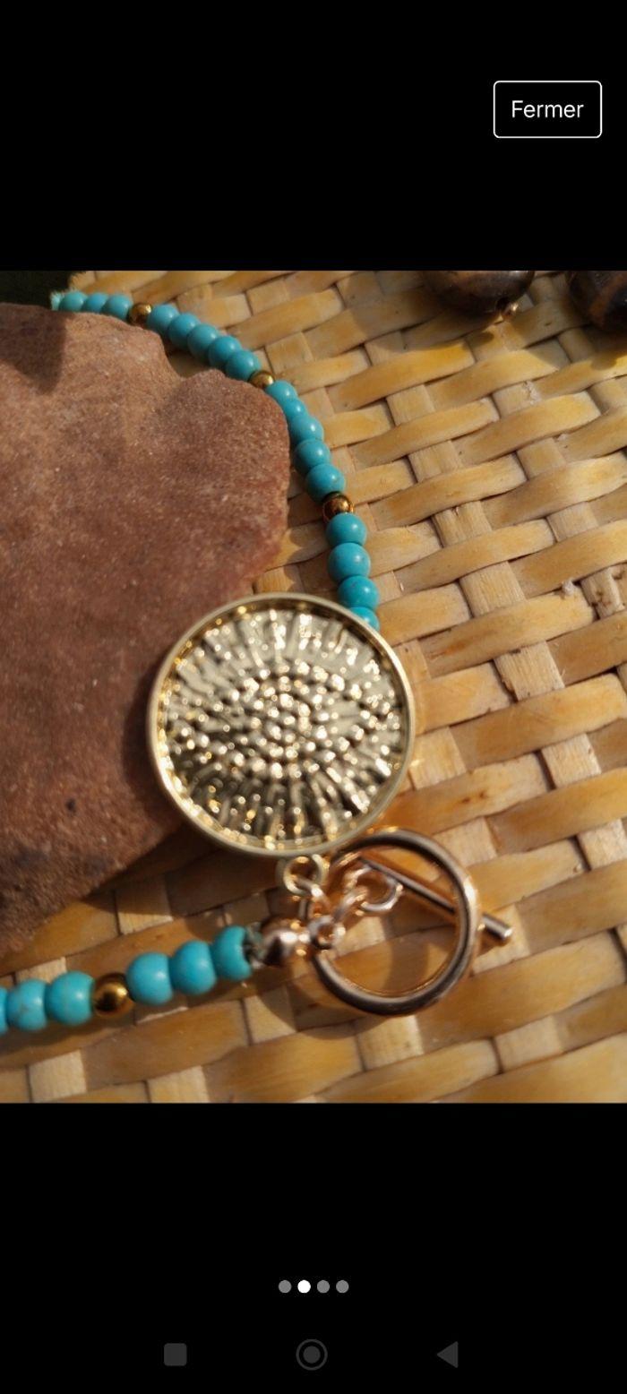 Collier de turquoise avec amulette yeux protection - photo numéro 4