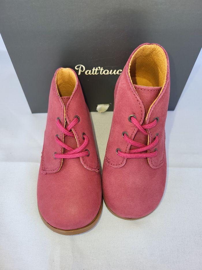 Chaussures derby fille en cuir nubucké framboise Point 21 Made in France 🇨🇵 - photo numéro 2