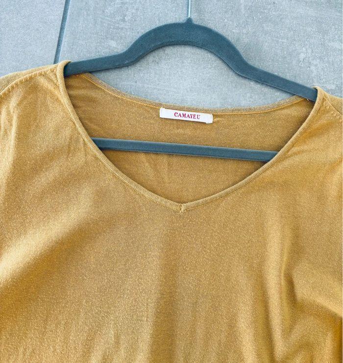 Joli pull jaune moutarde Camaïeu col V - photo numéro 2