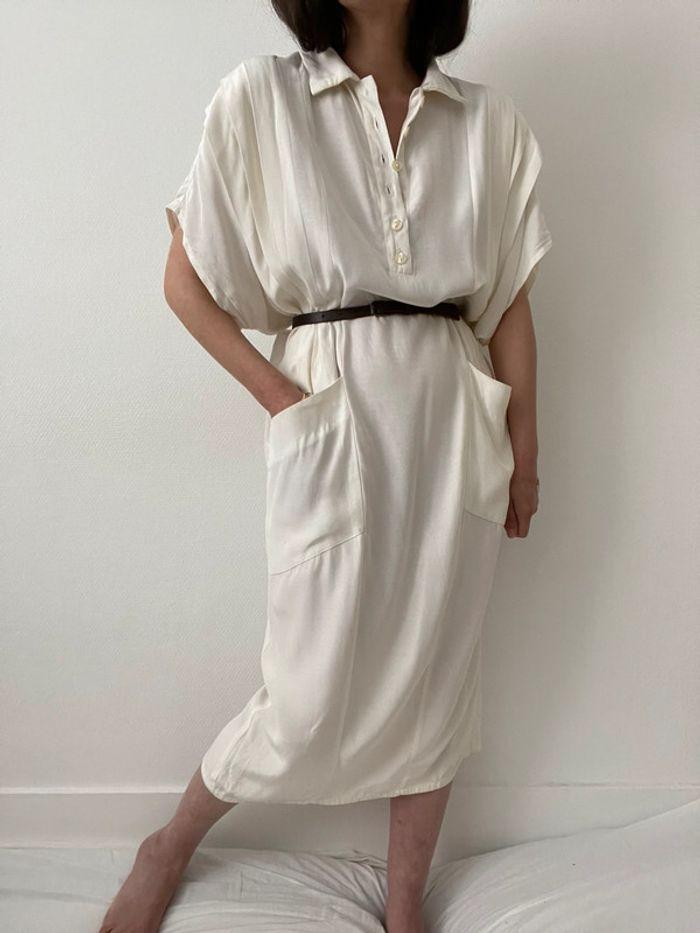 robe ample longue à plis couleur crème - photo numéro 6