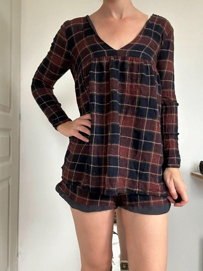 Combi short bordeaux et bleu Zara taille 38 💖 - photo numéro 1